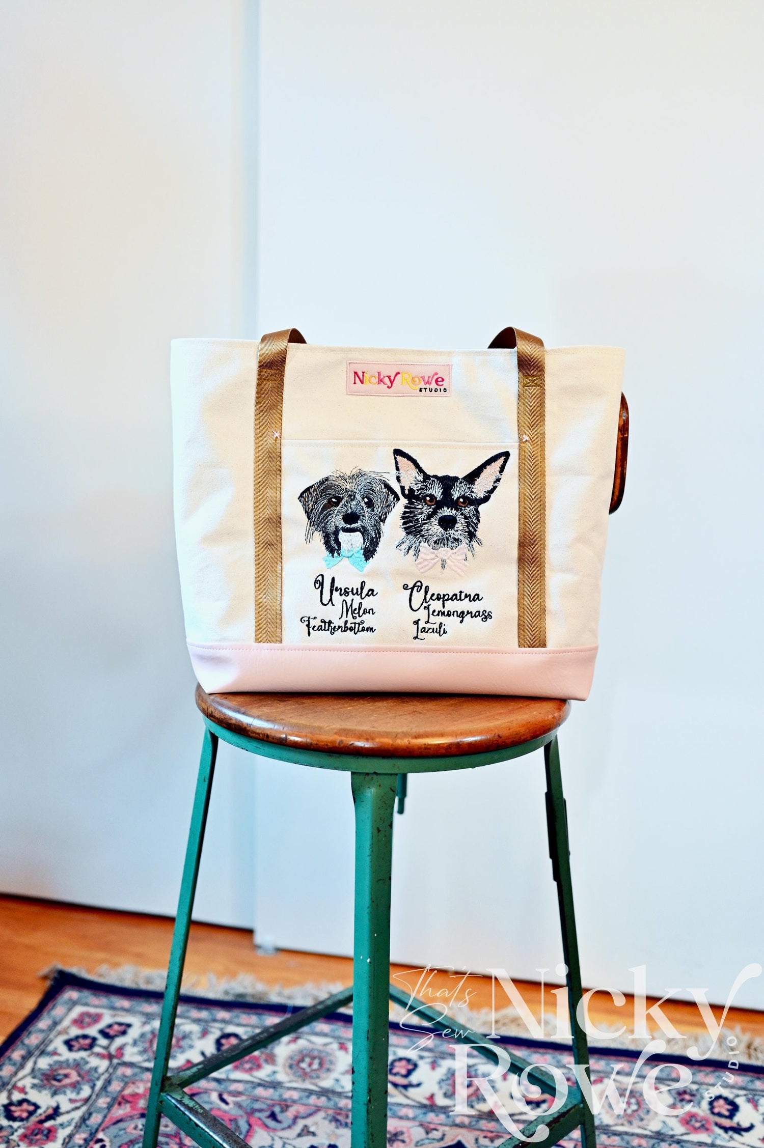 Pet Embroidered Tote Bag - Custom Handmade Everyday Tote made Functional Art - NO AI