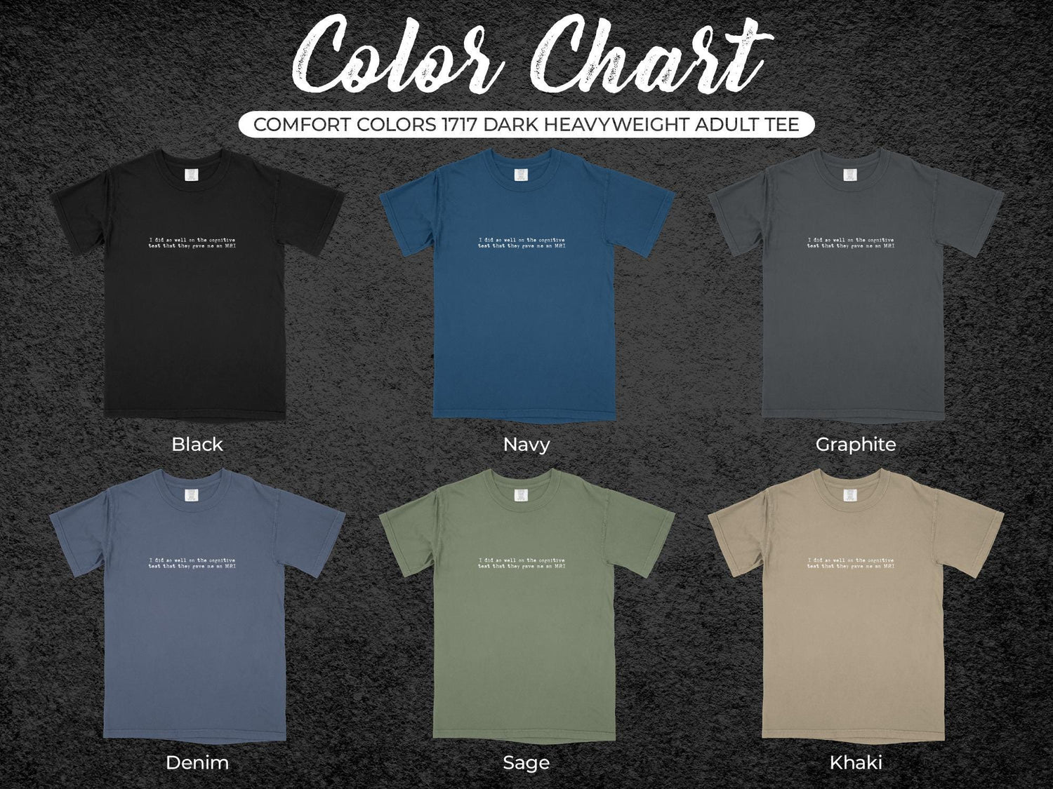 Comfort Colors 1717 Dark Heavyweight Adult Tee, Black Navy Graphite Denim Sage Khaki, Unisex Casual T-shirt, Minimalist Style