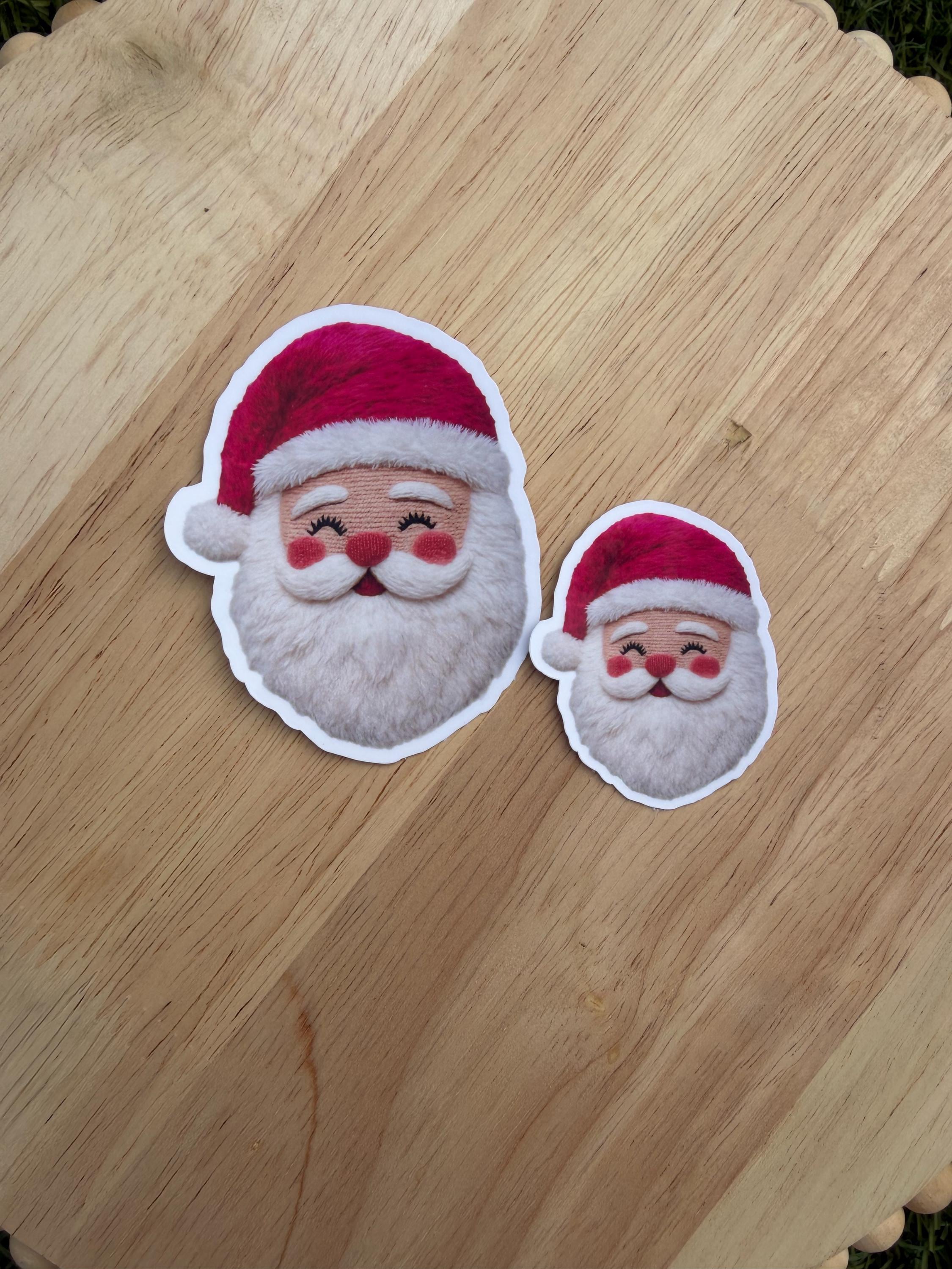 Yarn Santa Sticker | Cozy Christmas Sticker | Fiber Art Santa | 2&amp;quot; or 3&amp;quot; | Cute Holiday Sticker for Gifts