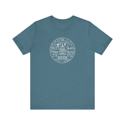 Madison Wisconsin Landmarks Tee, Minimalist Line Art Shirt