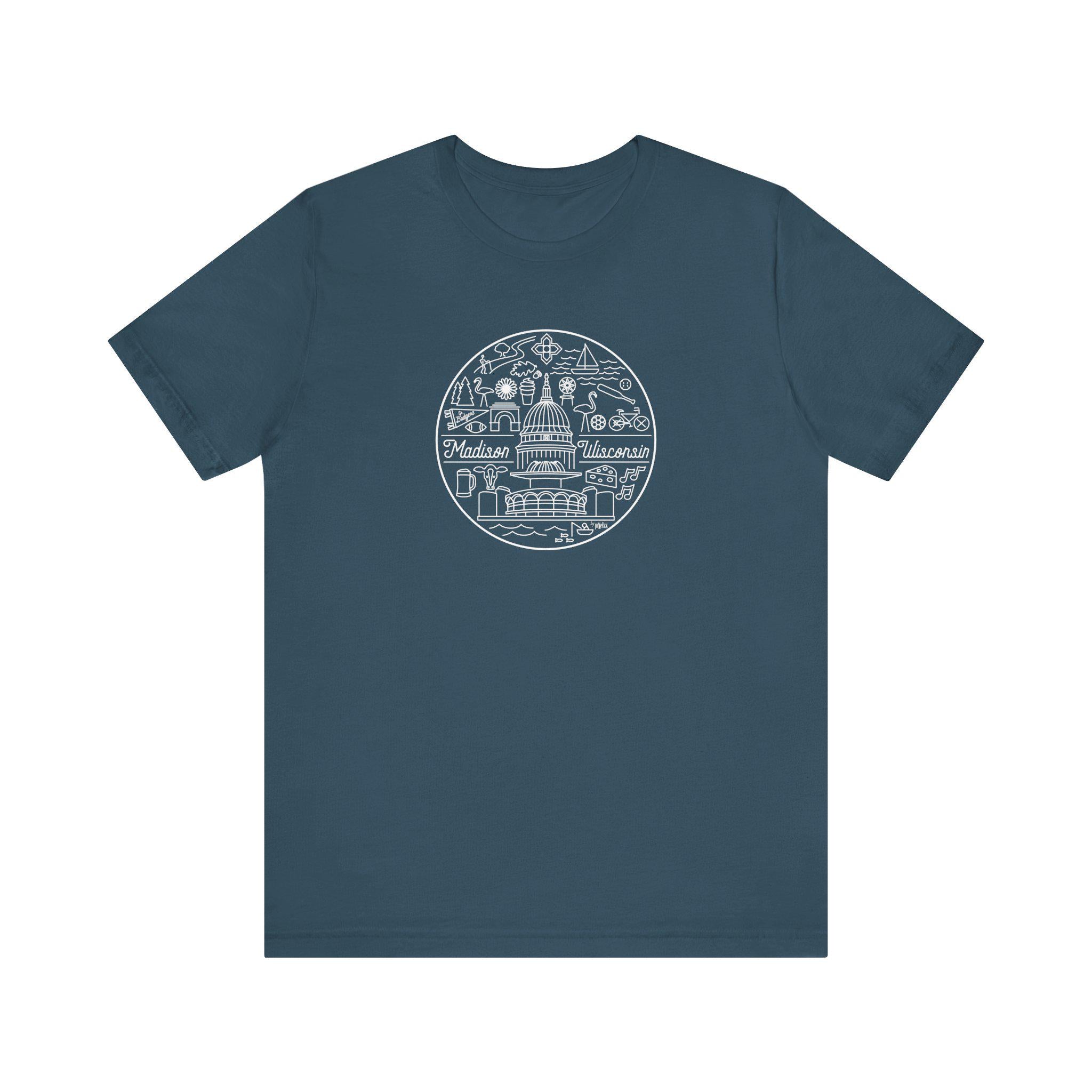 Madison Wisconsin Landmarks Tee, Minimalist Line Art Shirt