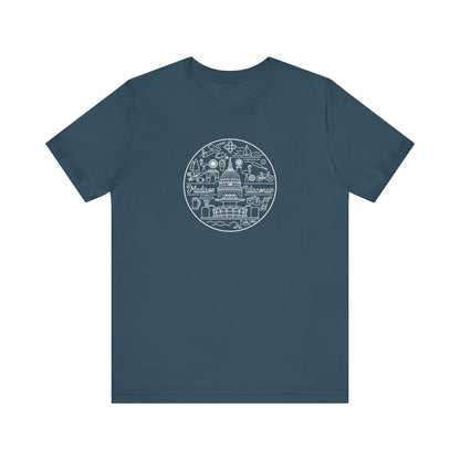Madison Wisconsin Landmarks Tee, Minimalist Line Art Shirt