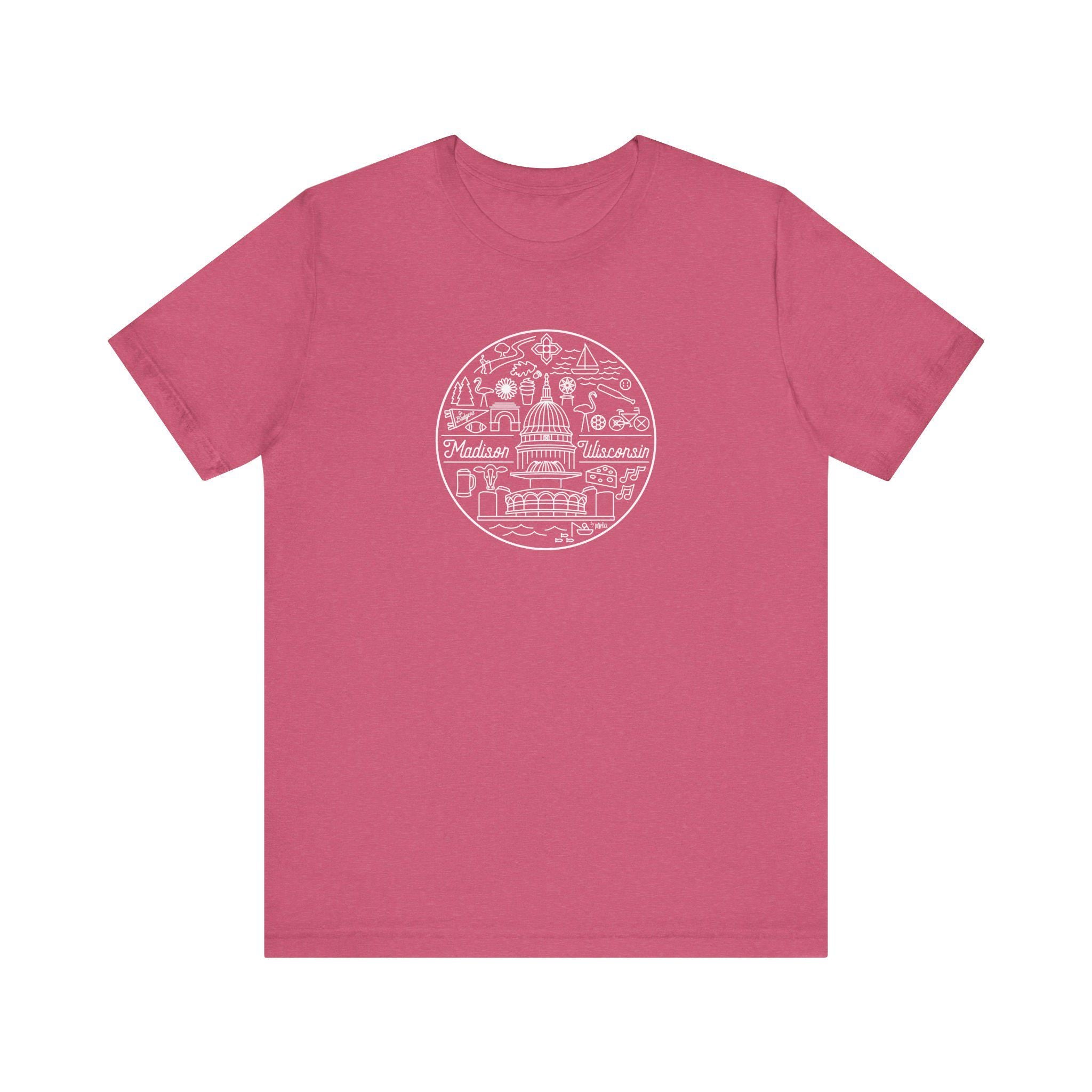 Madison Wisconsin Landmarks Tee, Minimalist Line Art Shirt