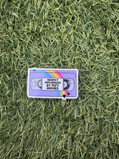 90s Movies VHS Sticker – Retro Rainbow Decal, Nostalgic Bookish Gift, Water-Resistant Clear or Holographic, 2" or 3" VHS Aesthetic