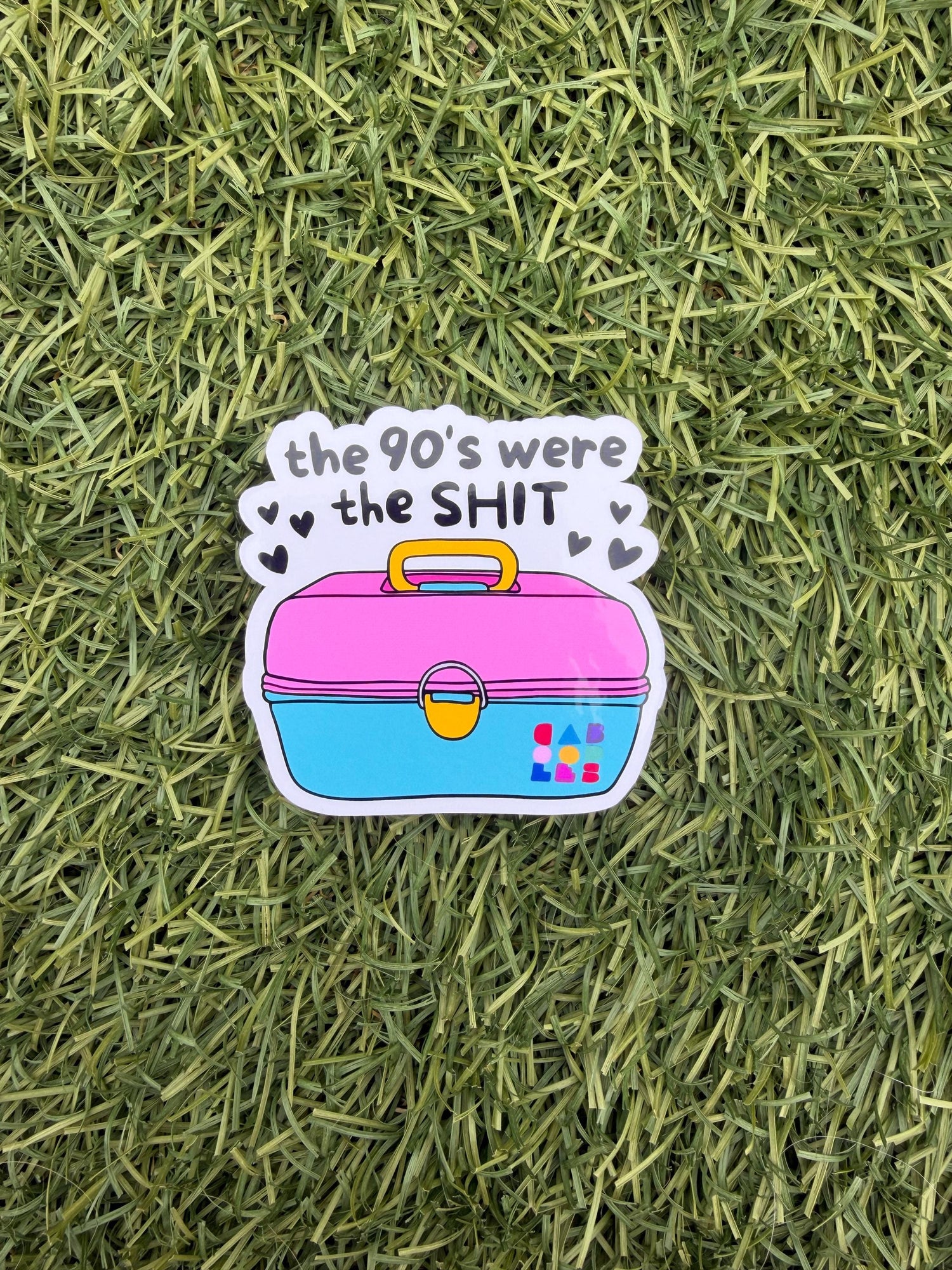 90s Retro Makeup Sticker – Retro Makeup Case Decal, Funny Nostalgia Vinyl, Water-Resistant 2” or 3”, Clear or Holo Overlay, Millennial Gift