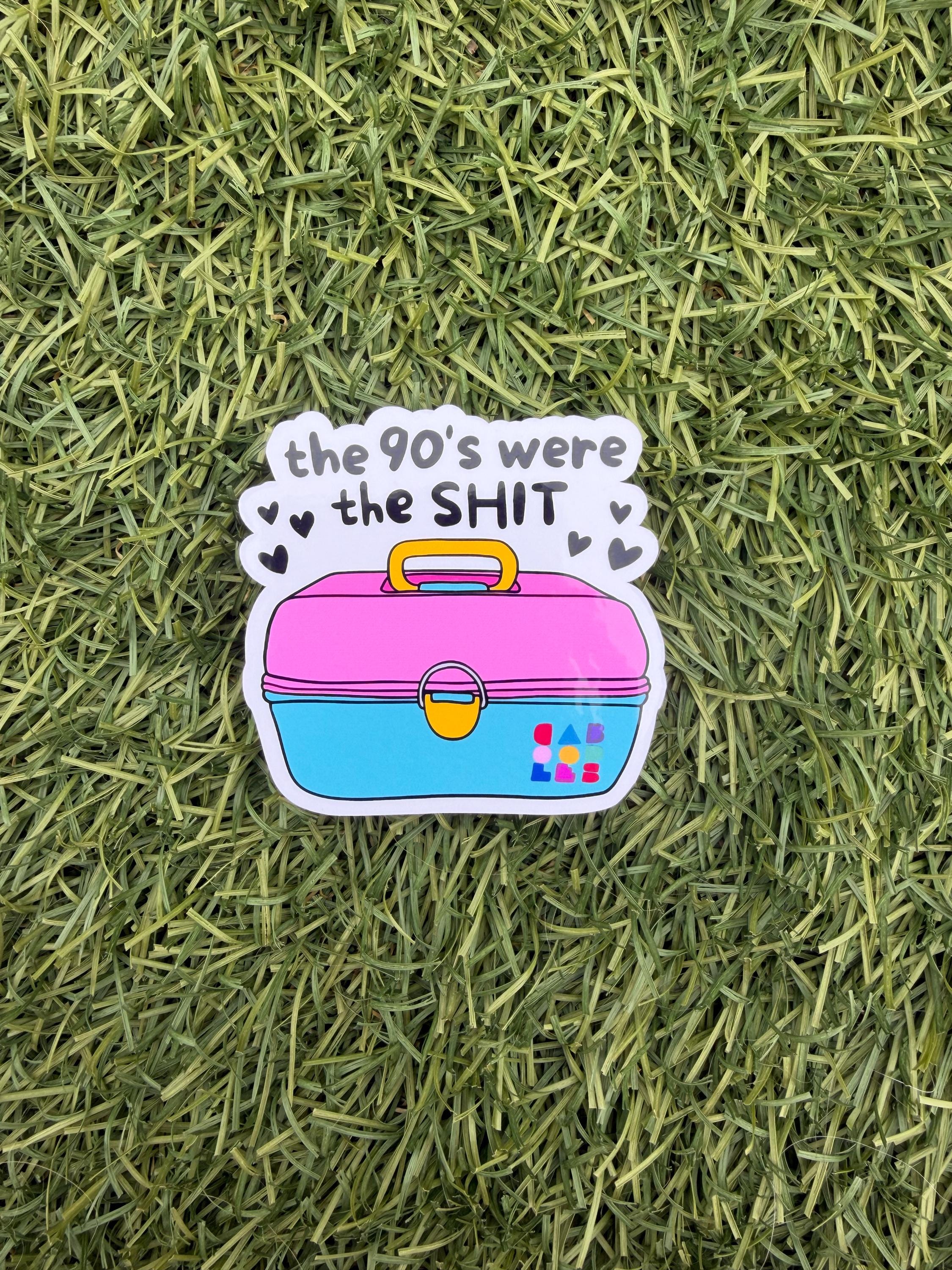 90s Retro Makeup Sticker – Retro Makeup Case Decal, Funny Nostalgia Vinyl, Water-Resistant 2” or 3”, Clear or Holo Overlay, Millennial Gift