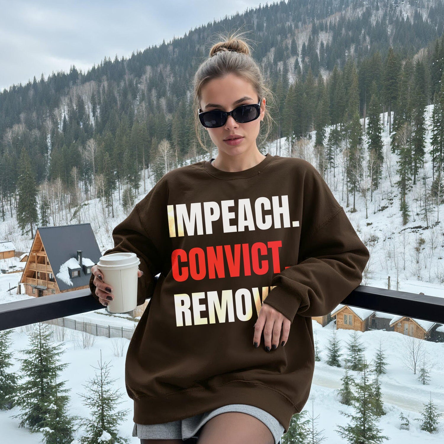 Impeach Convict Remove Sweatshirt, Political Statement Apparel, Bold Graphic Sweater, Trendy Quote Clothing