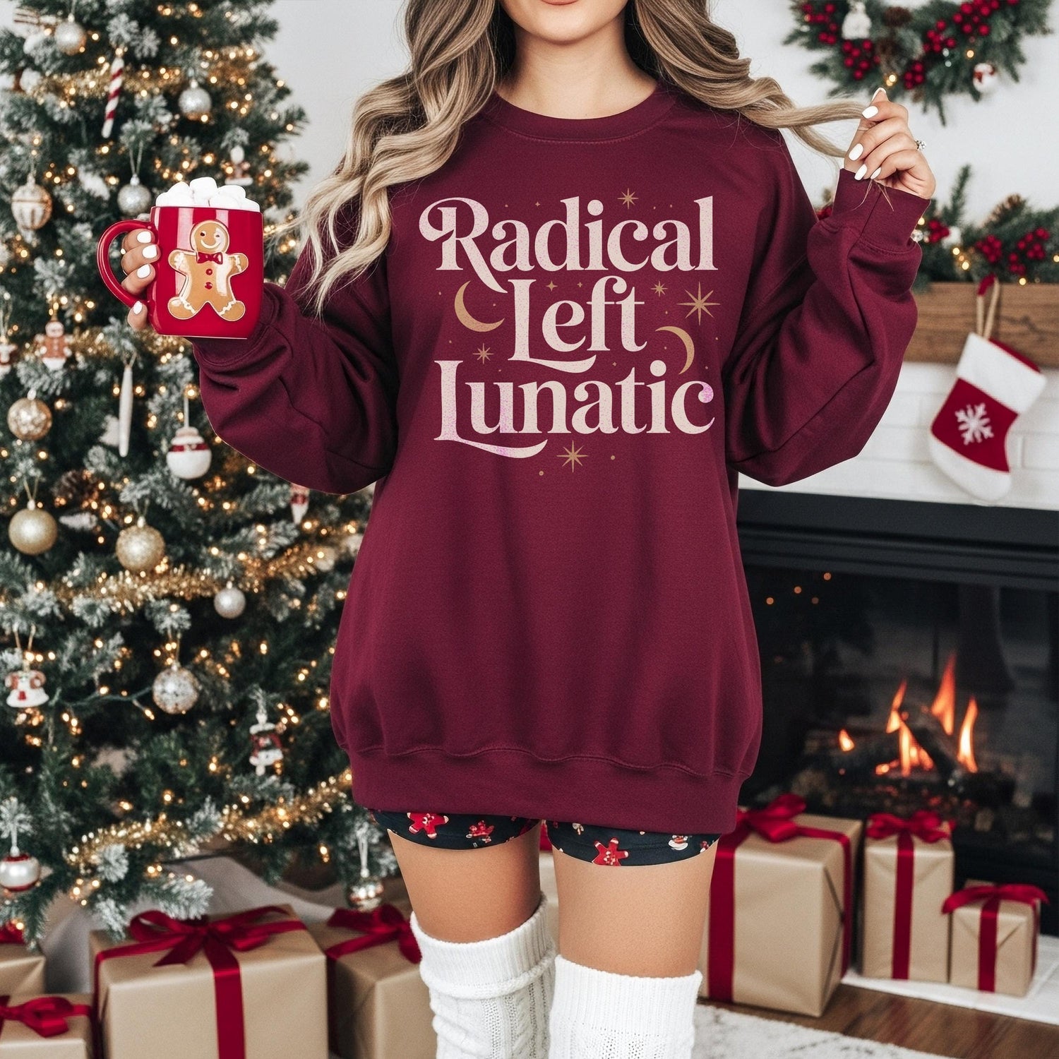 Radical Left Lunatic Sweatshirt, Funny Christmas Gift, Political Humor Sweater, Holiday Party Outfit, Unique Festive Apparel