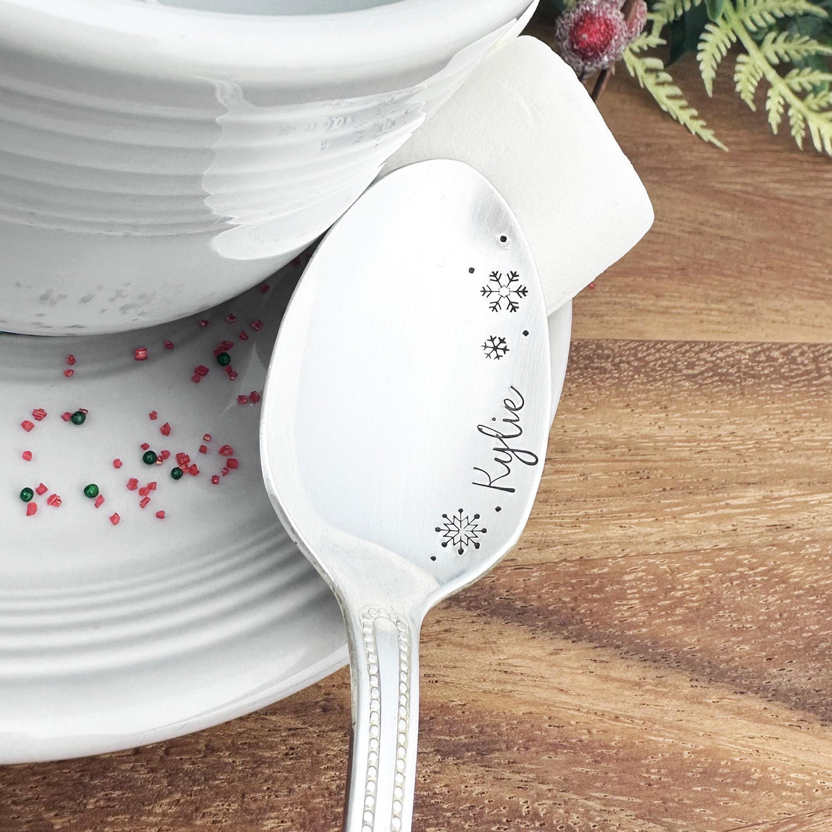 Custom Hot Cocoa Spoon: Vintage Stamped Hot Chocolate Gift