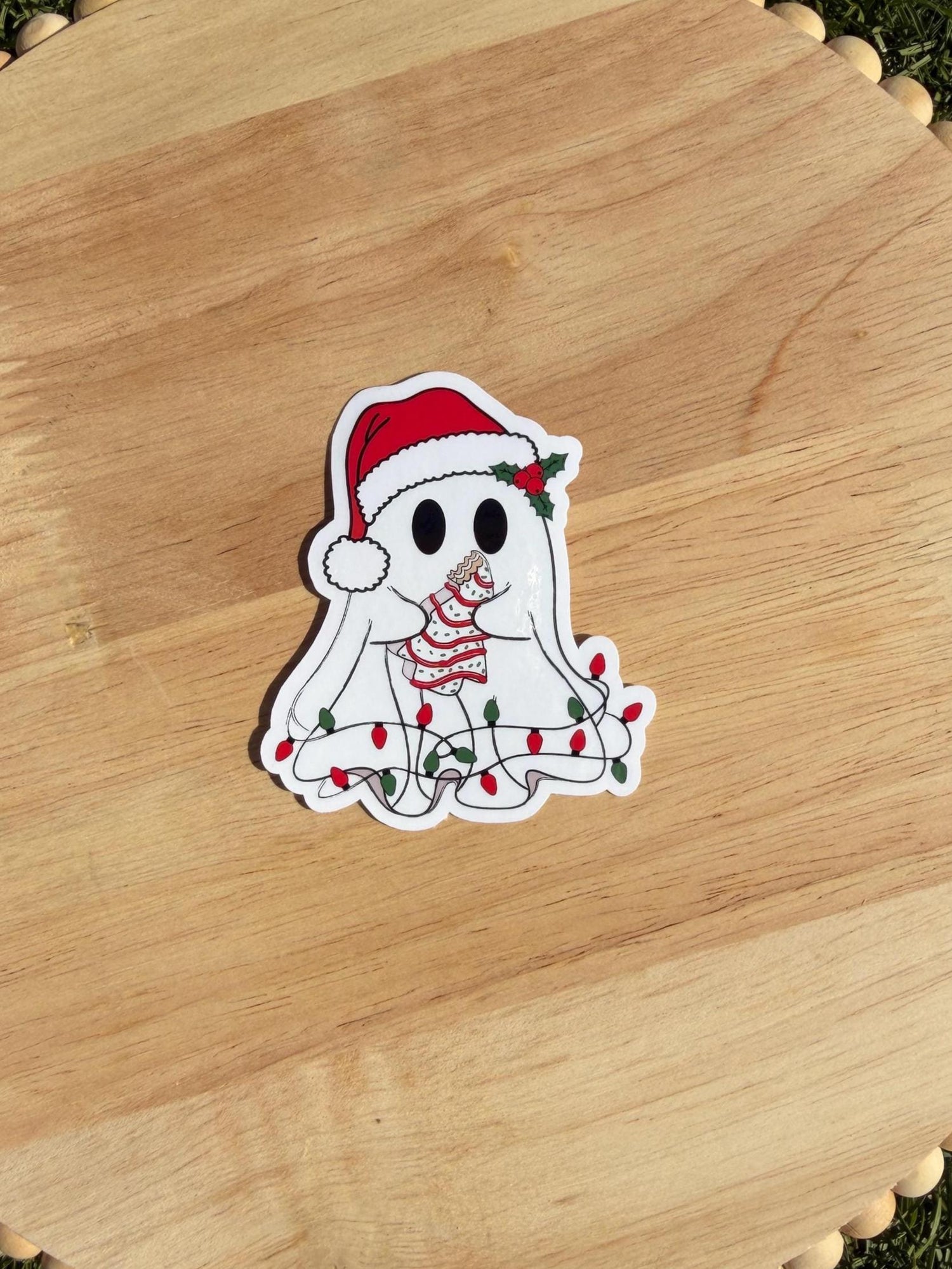 Christmas Ghost Snack Cake Sticker – 2" or 3" – Clear or Holographic