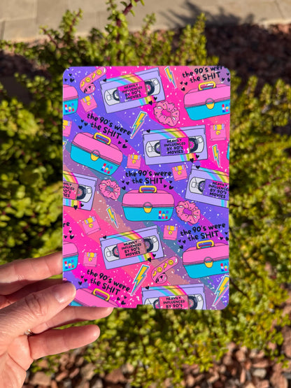 90s Y2K Kindle Insert — Pastel or Neon Pattern | VHS, Makeup Case, Scrunchies | Clear or Holographic Overlay | WaveBerry Co.