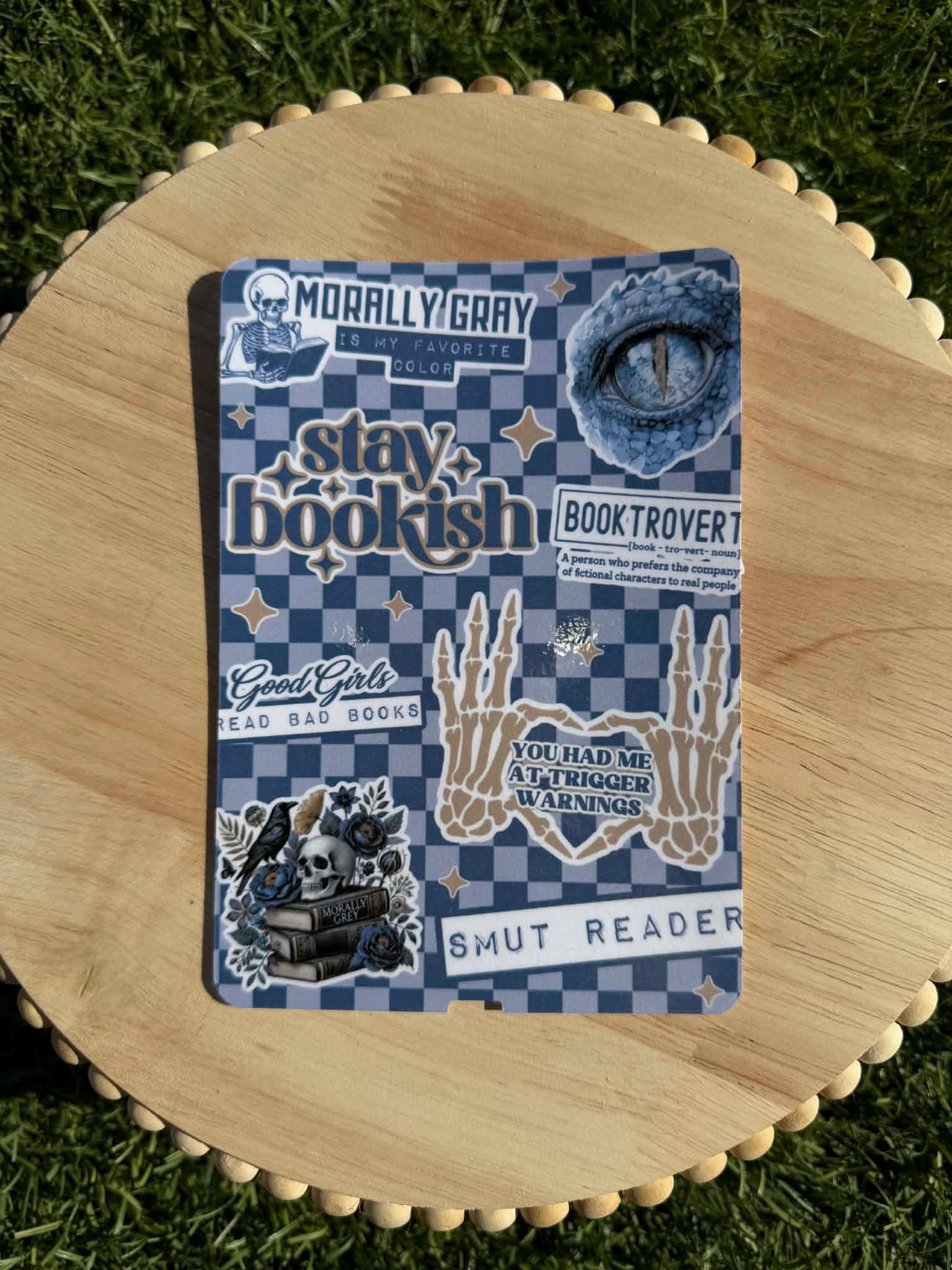 Morally Gray Smut Reader Kindle Insert | Clear or Holo Overlay | Bookish Checkered E-Reader Art | Romance Reader Gift Accessory
