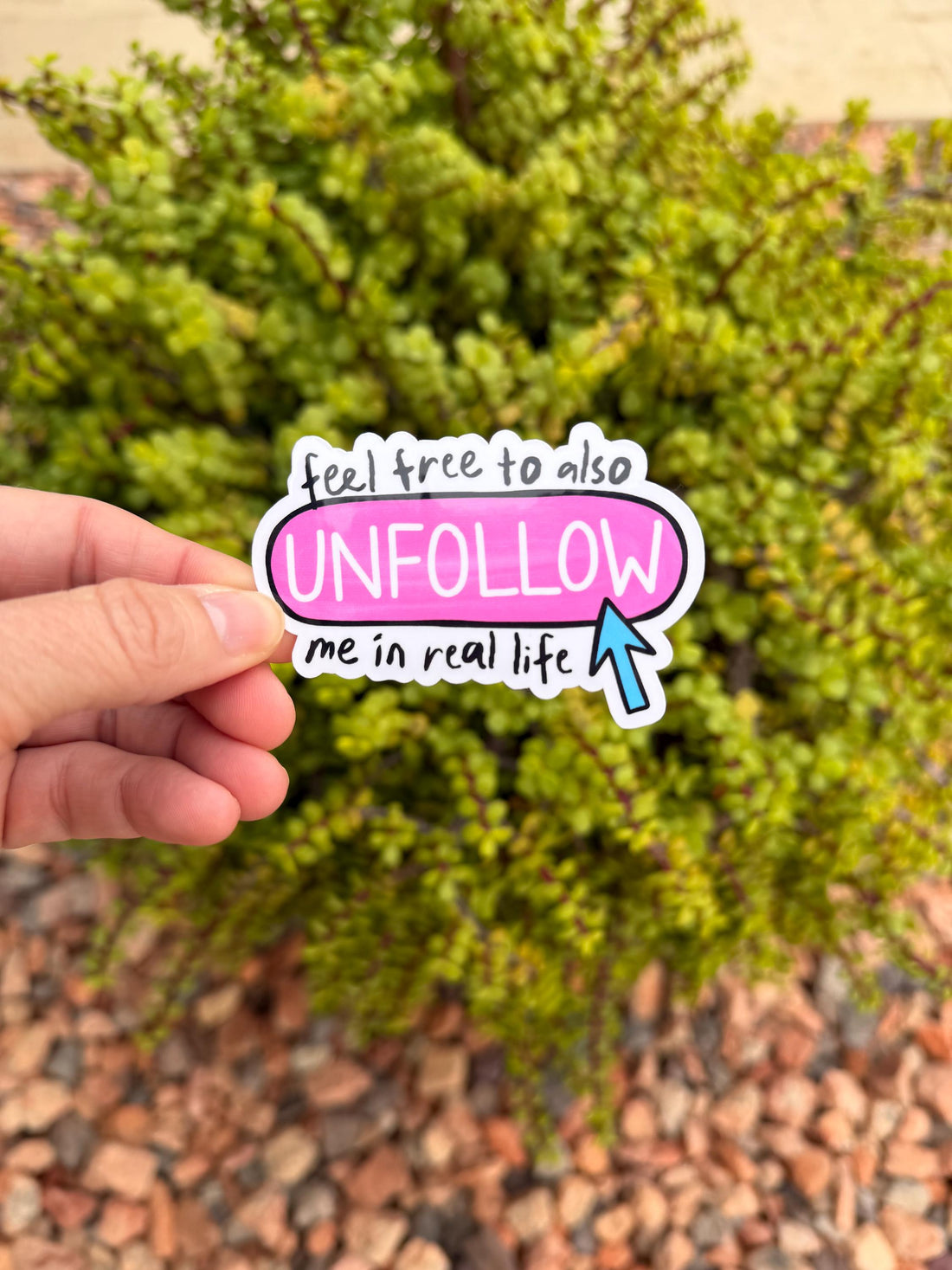 Unfollow Me in Real Life Sticker – Snarky Social Media Humor, Clear or Holographic, Funny Bookish Laptop &amp; Water Bottle Decal