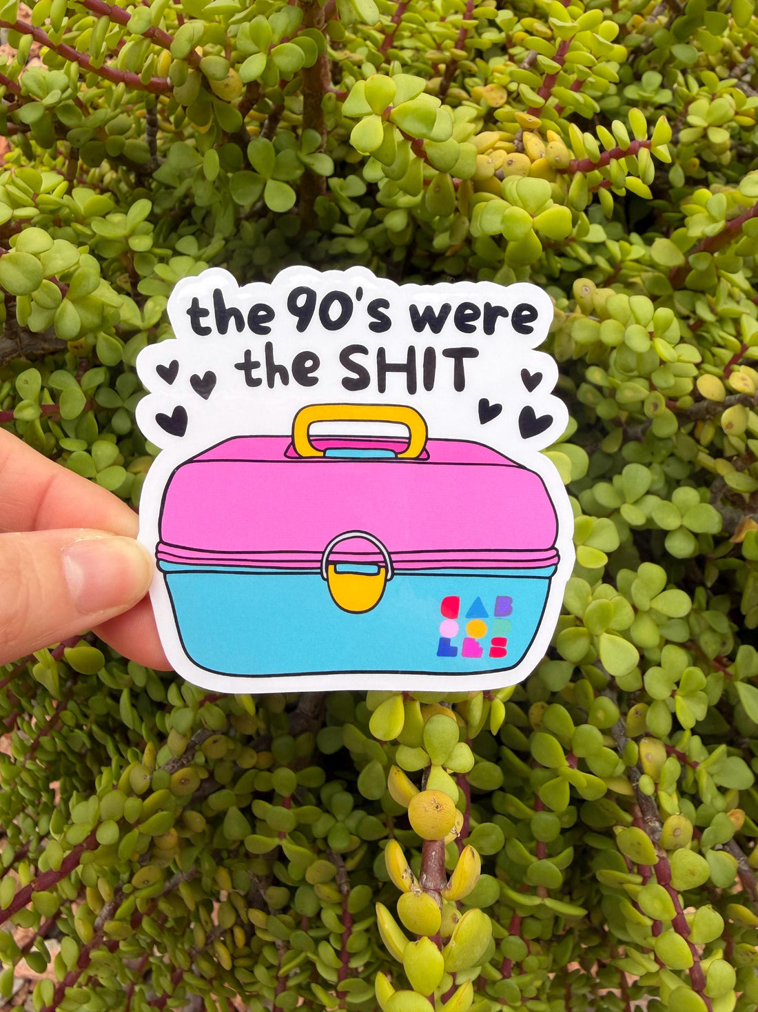 90s Retro Makeup Sticker – Retro Makeup Case Decal, Funny Nostalgia Vinyl, Water-Resistant 2” or 3”, Clear or Holo Overlay, Millennial Gift