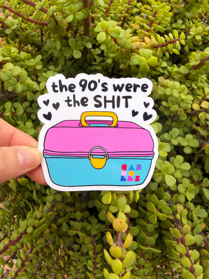 90s Retro Makeup Sticker – Retro Makeup Case Decal, Funny Nostalgia Vinyl, Water-Resistant 2” or 3”, Clear or Holo Overlay, Millennial Gift