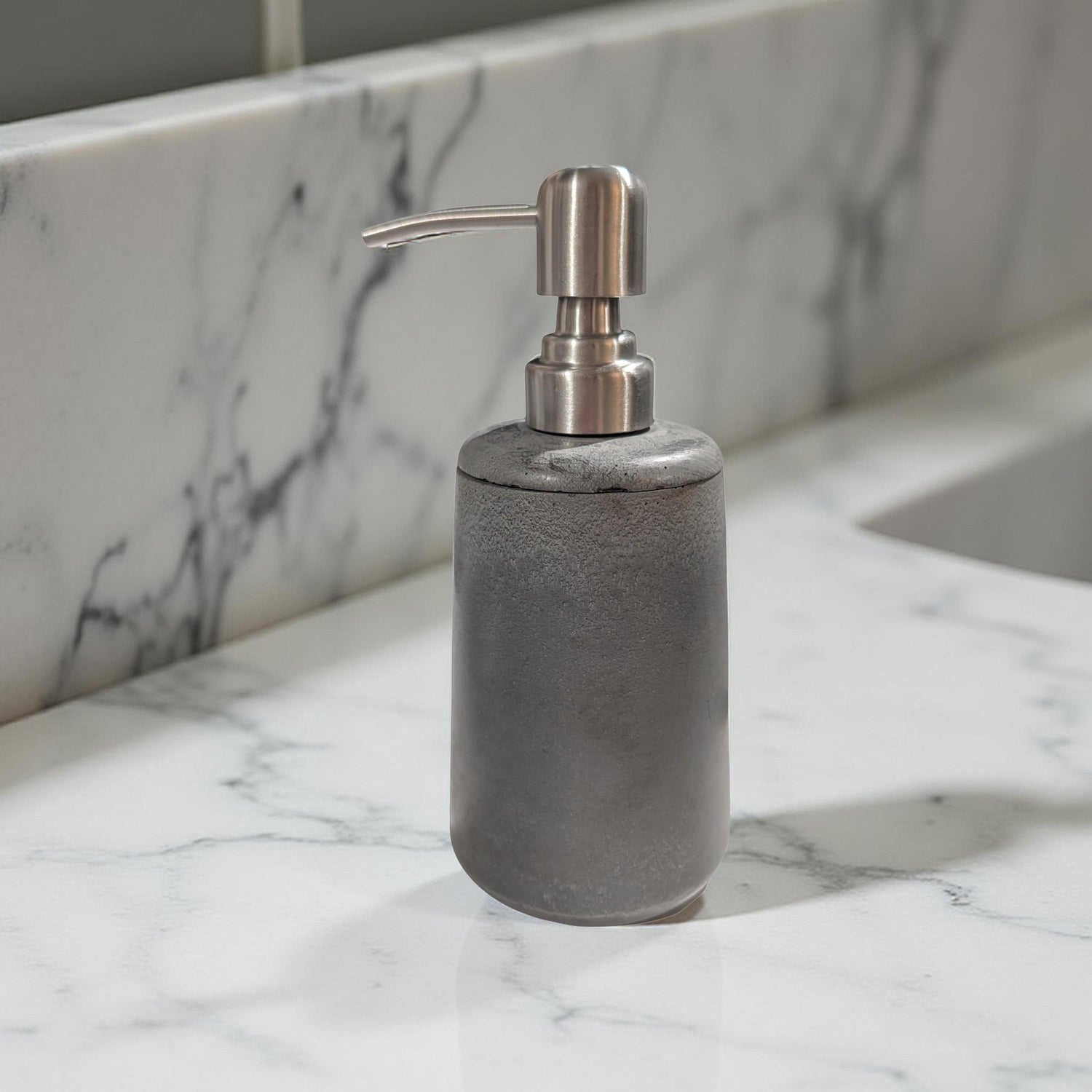 Concrete Soap Dispenser Bottle With Black Pump