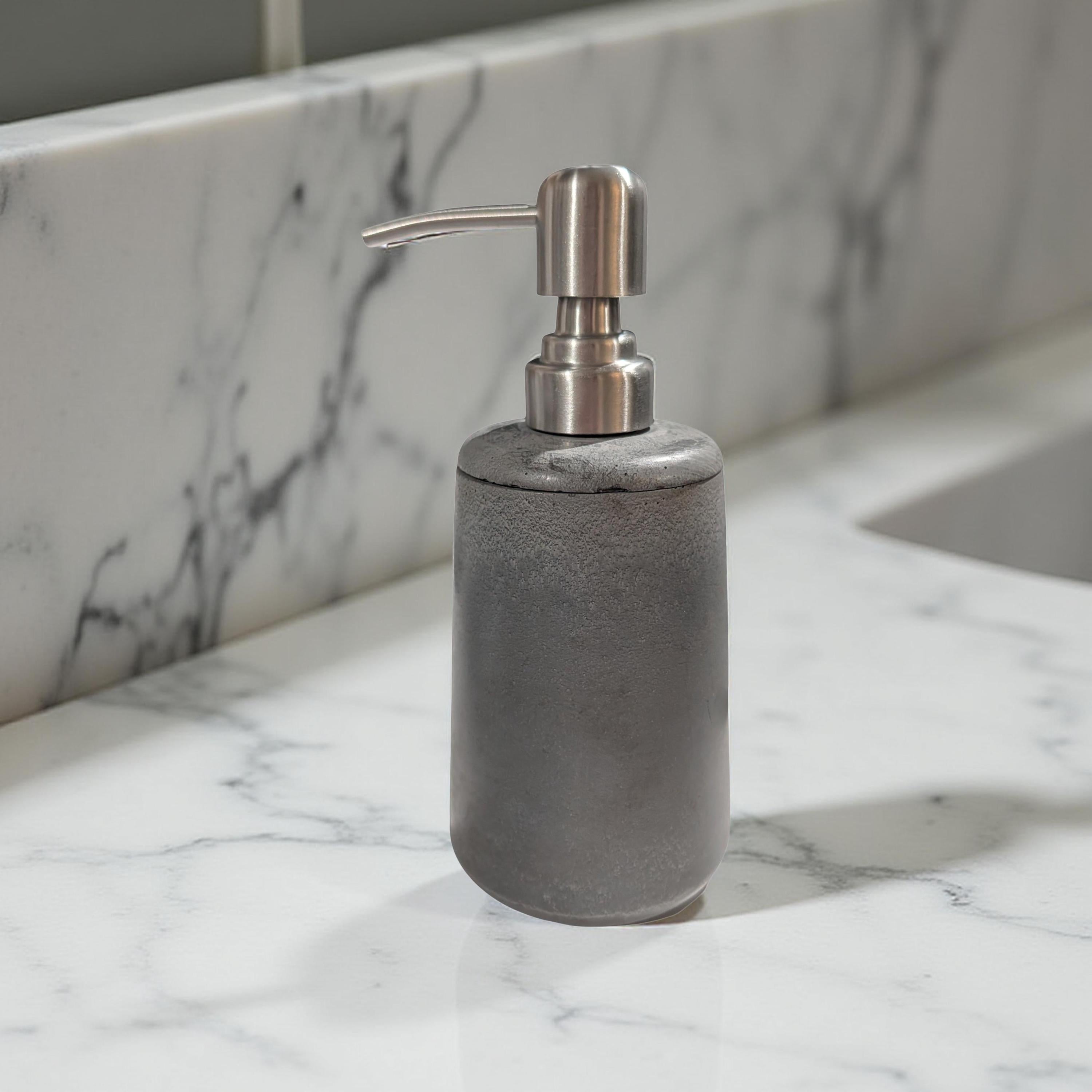 Concrete Soap Dispenser Bottle With Black Pump