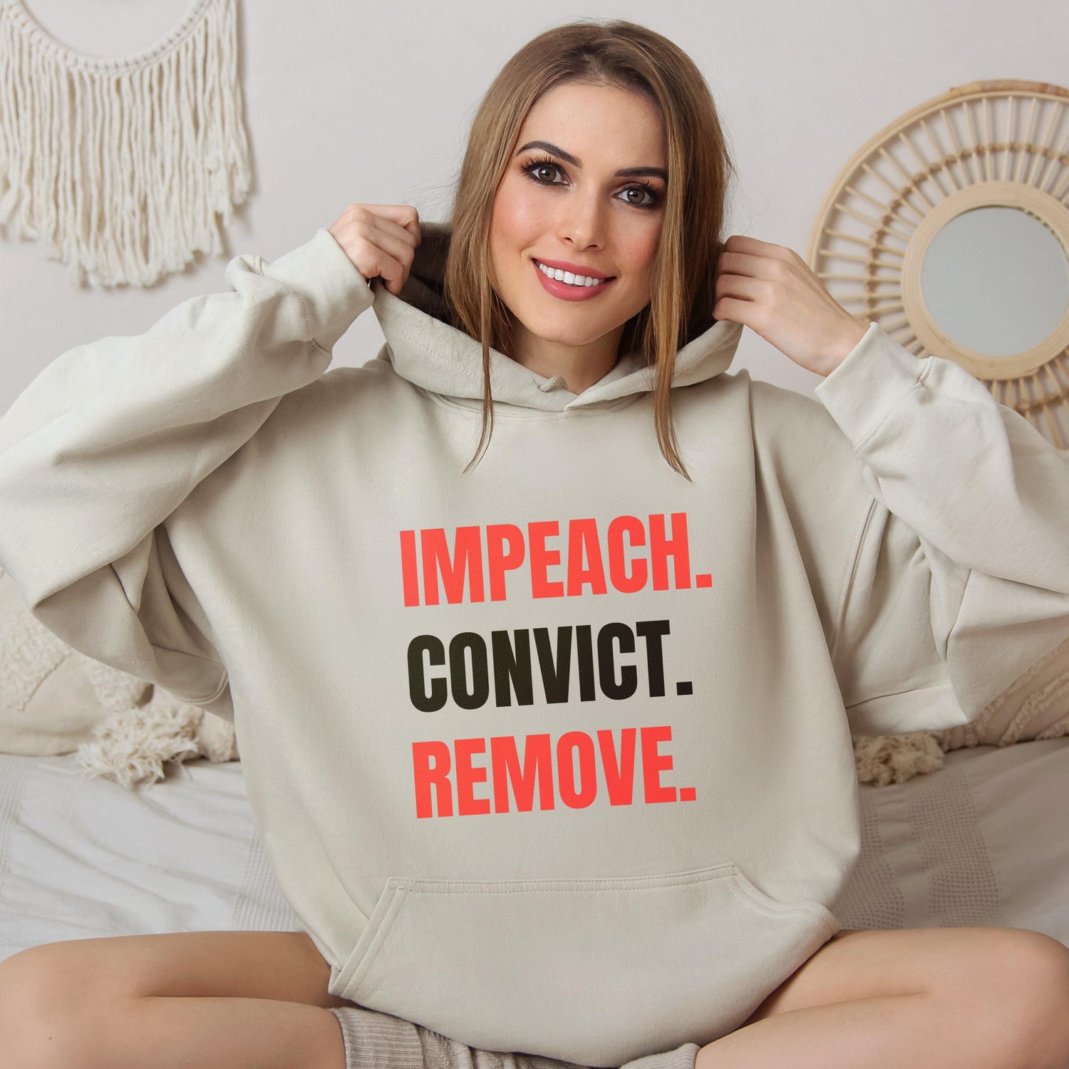 Impeach Convict Remove Hoodie, Political Statement Sweatshirt, Bold Graphic Pullover, Anti-Government Apparel, Activist Clothing