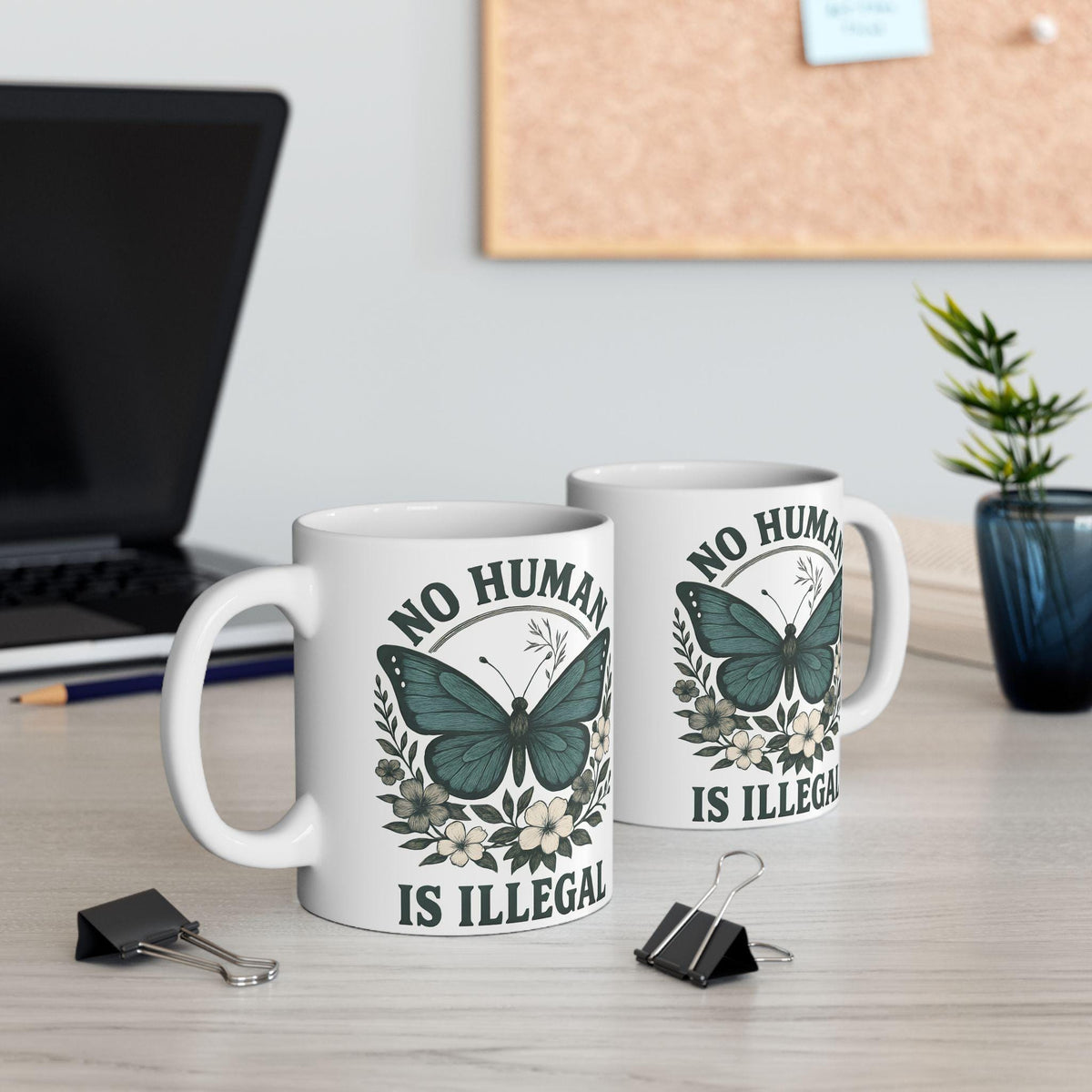 No Human is Illegal Coffee Mug, Gift for Liberal Democrat, Political Resistance Cup