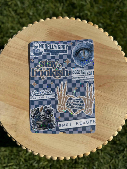 Morally Gray Smut Reader Kindle Insert | Clear or Holo Overlay | Bookish Checkered E-Reader Art | Romance Reader Gift Accessory