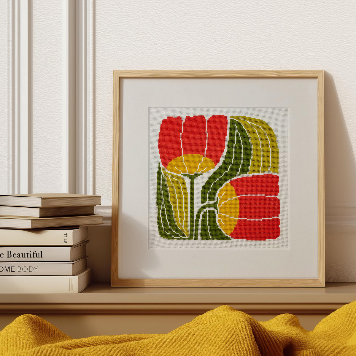 SUNNY BLOSSOM + Twin Blooms learn counted cross stitch kit