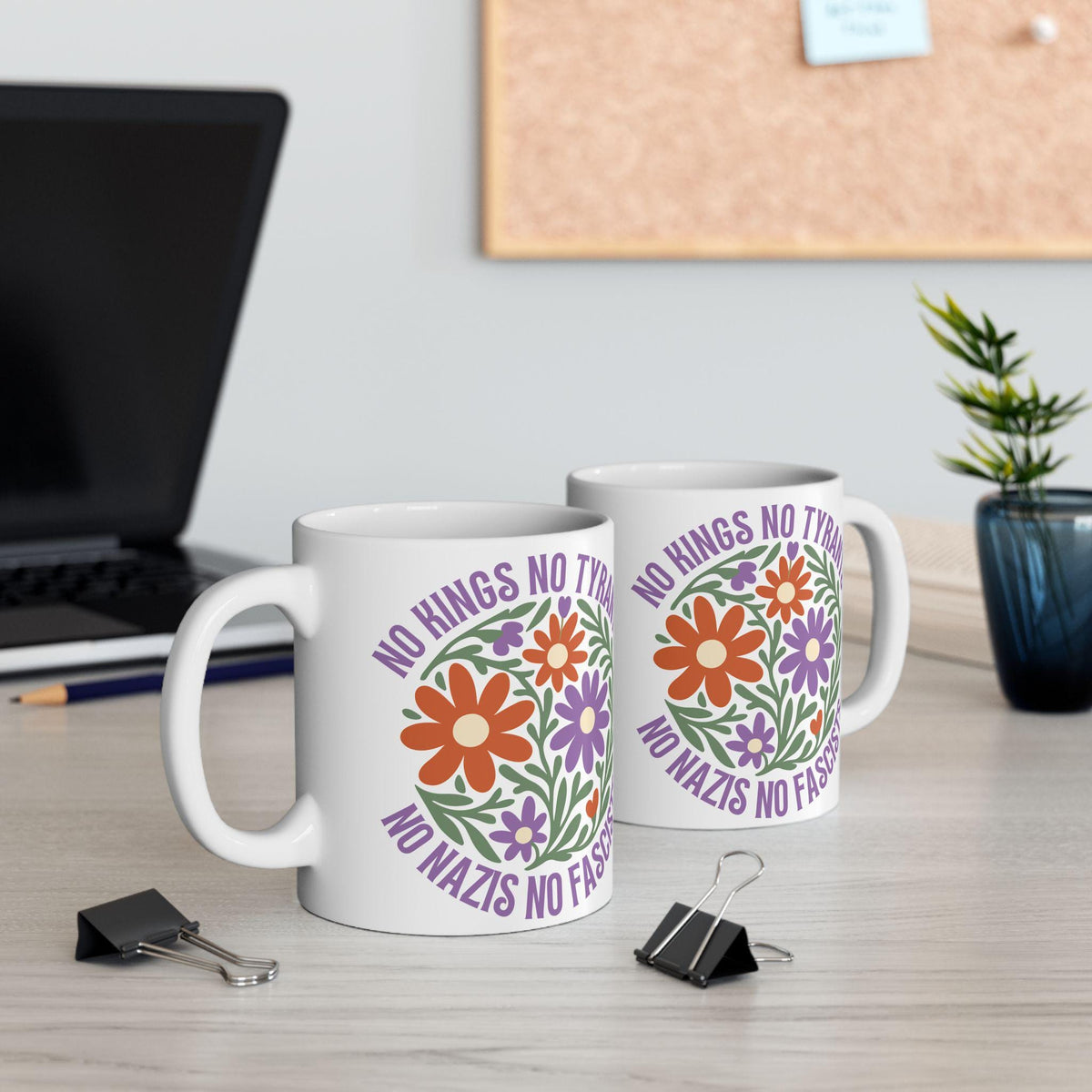 Political Resistance Mug for Coffee, No Kings No Tyrants No Nazis No Fascists Mug,  Gift for Activist
