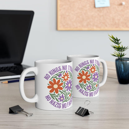 Political Resistance Mug for Coffee, No Kings No Tyrants No Nazis No Fascists Mug,  Gift for Activist