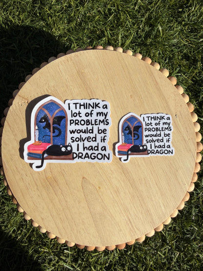 Bookish Dragon Black Cat Sticker | Cozy Reading Season | Fantasy Bookish Sticker | Books Cats Cozy Dragons | Kindle Sticker Designs