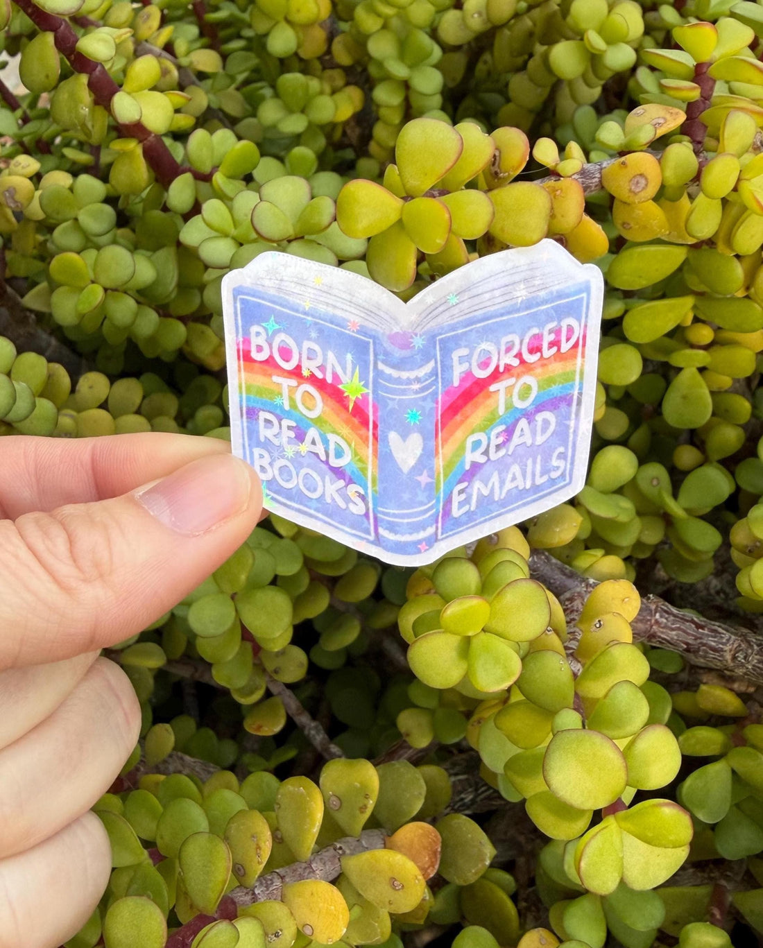 Born to Read Books Sticker – Rainbow Book Lover Vinyl, Funny Reading Sticker, Bookish Laptop Decal, Clear or Holographic (2" or 3")