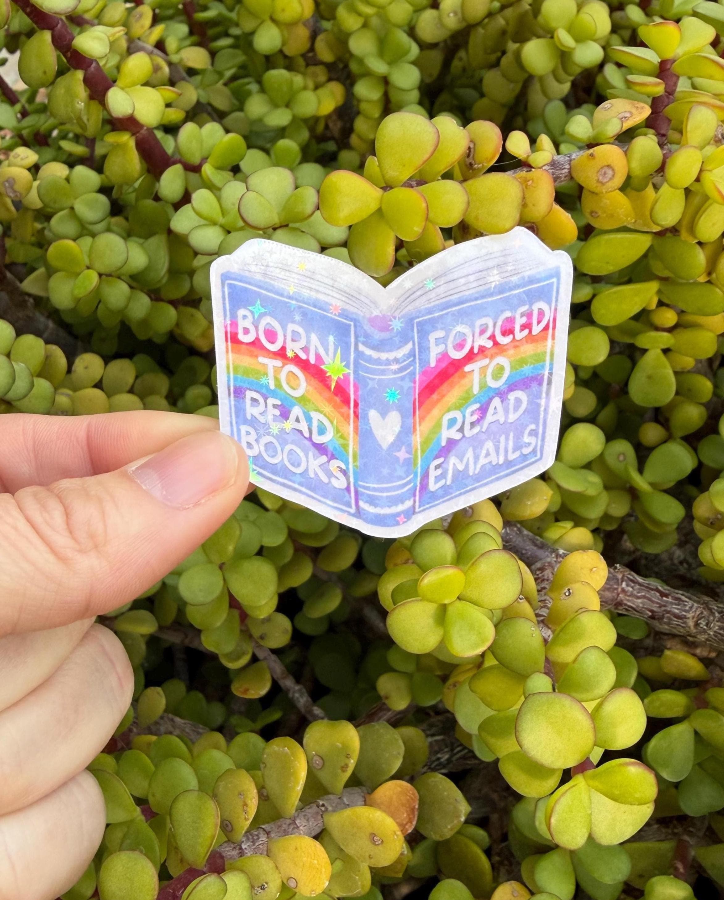 Born to Read Books Sticker – Rainbow Book Lover Vinyl, Funny Reading Sticker, Bookish Laptop Decal, Clear or Holographic (2" or 3")