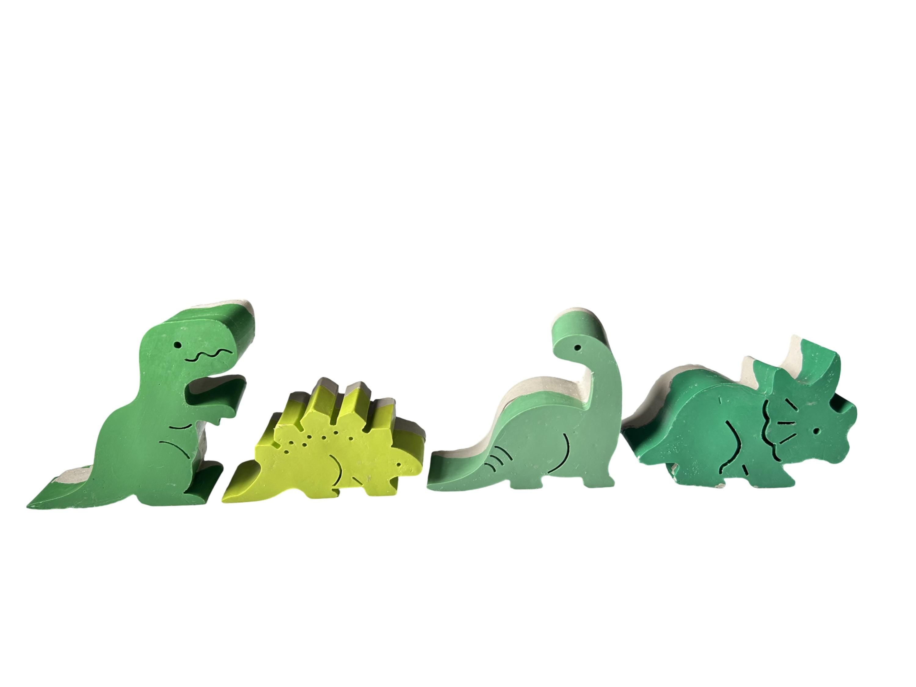 Concrete Dinosaur Decor &amp; ROAR Letters - Unique Kids Room Shelf Decor - Modern Nursery Decorations - Crayon Finish Solid Concrete Dinos