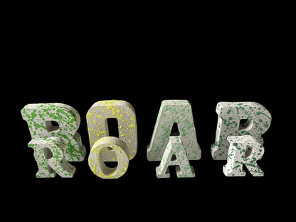 Splattered Concrete Dinosaur Decor &amp; ROAR Letters | Unique Kids Room Shelf Decor | Modern Nursery Art