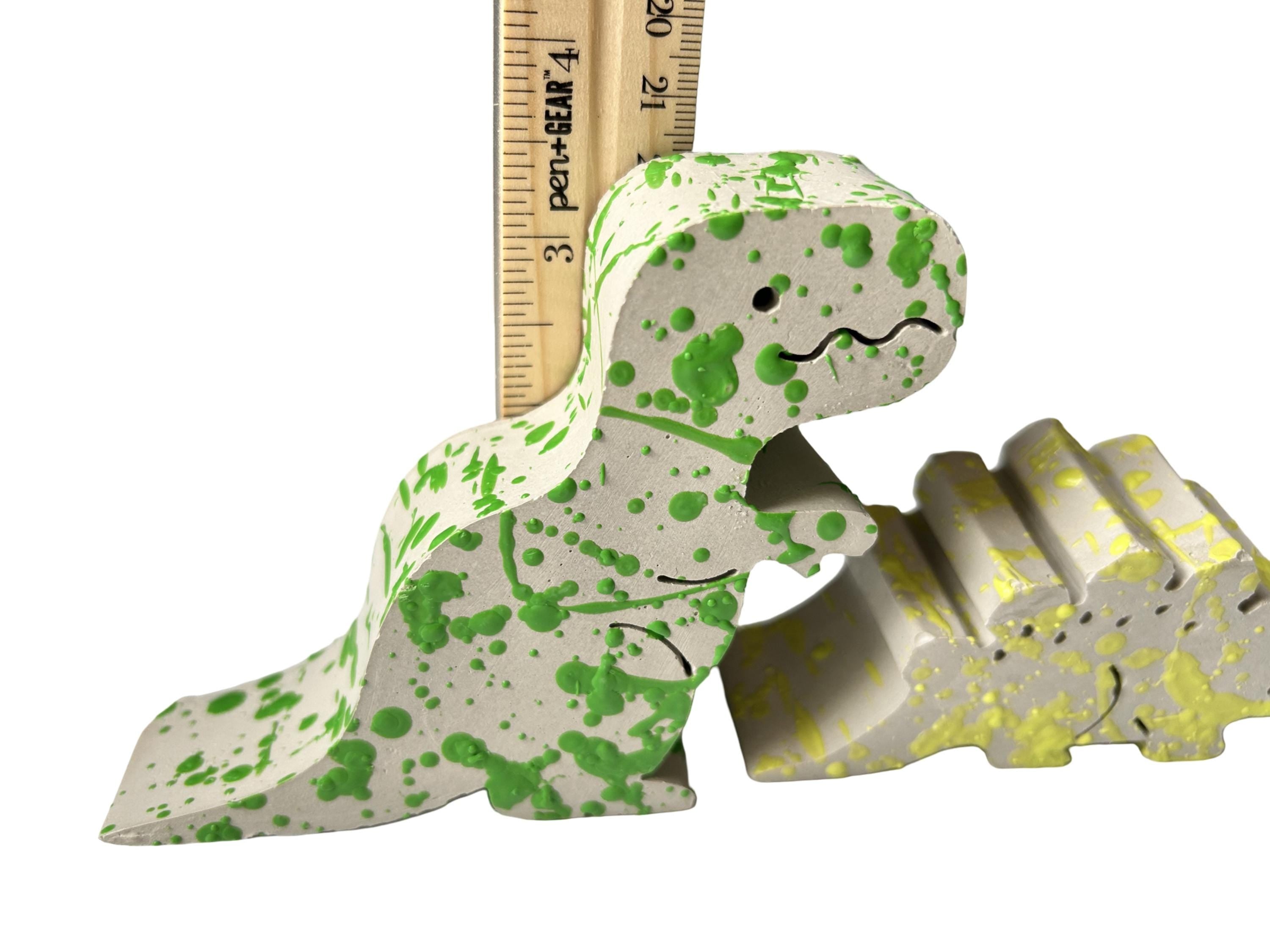 Splattered Concrete Dinosaur Decor &amp; ROAR Letters | Unique Kids Room Shelf Decor | Modern Nursery Art