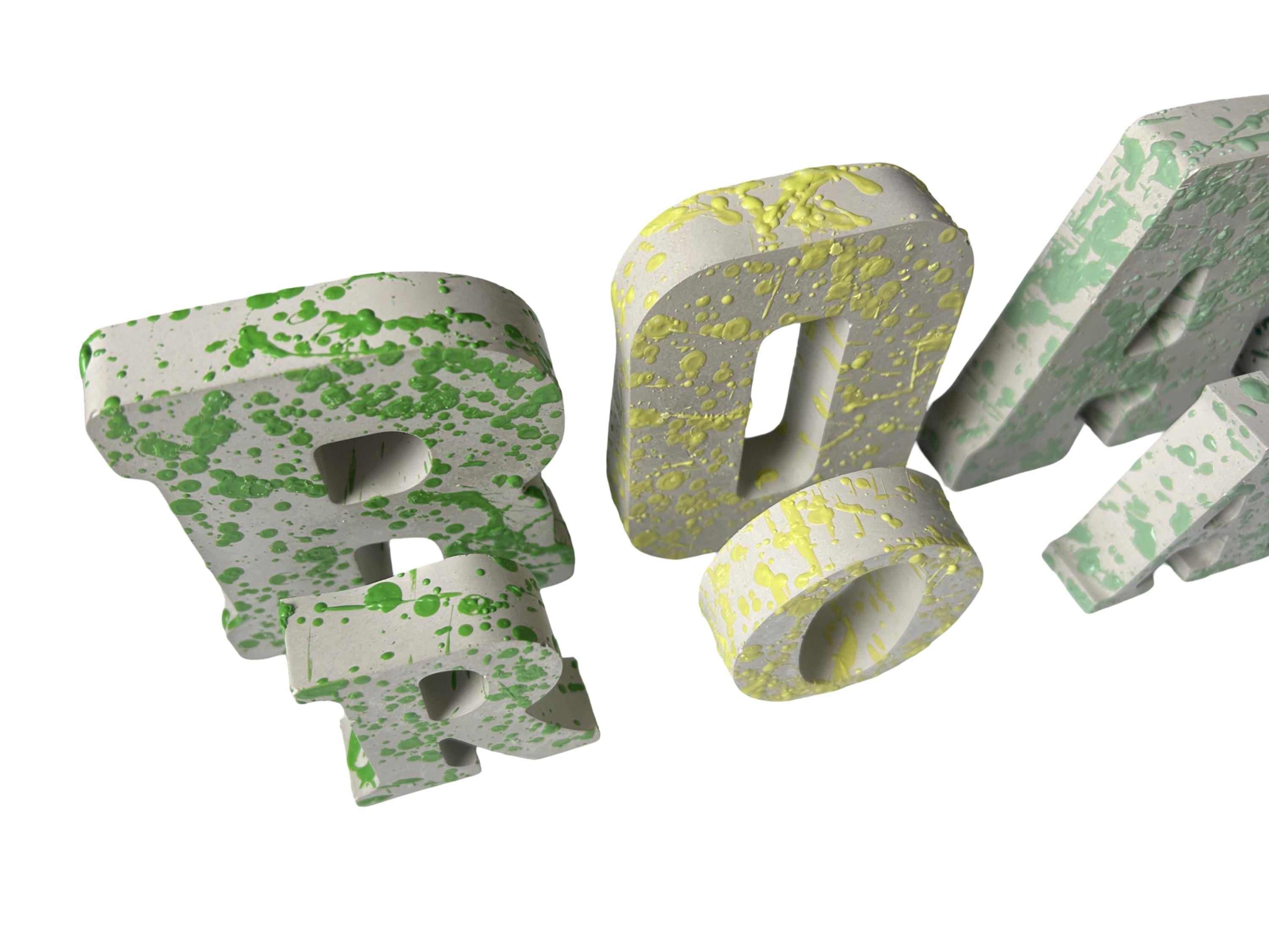 Splattered Concrete Dinosaur Decor &amp; ROAR Letters | Unique Kids Room Shelf Decor | Modern Nursery Art