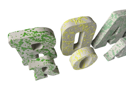 Splattered Concrete Dinosaur Decor &amp; ROAR Letters | Unique Kids Room Shelf Decor | Modern Nursery Art
