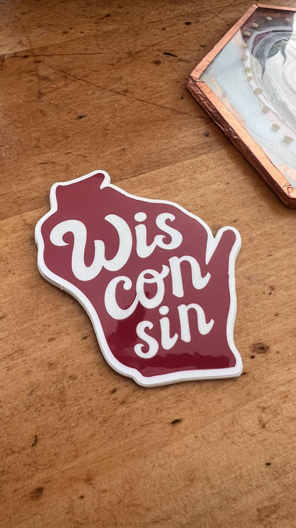 Wisconsin State Sticker | Original Hand-Lettered Vinyl Art (Madison WI)