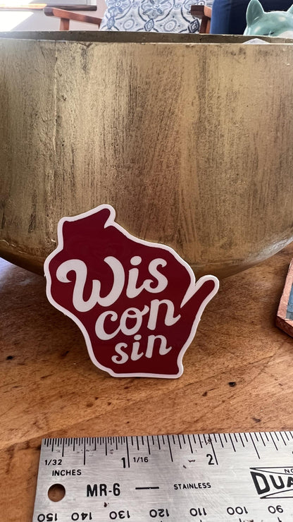 Wisconsin State Sticker | Original Hand-Lettered Vinyl Art (Madison WI)