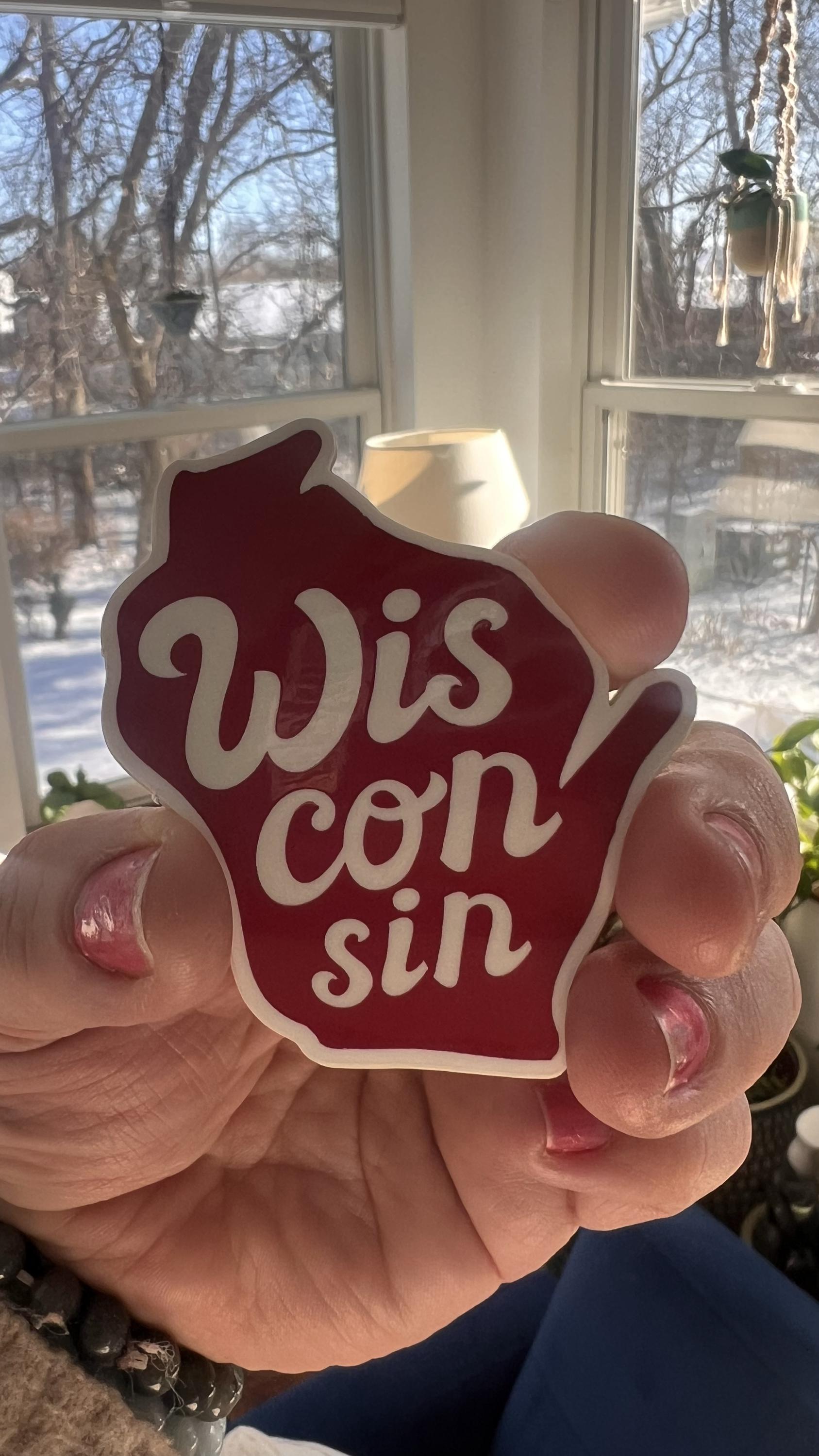 Wisconsin State Sticker | Original Hand-Lettered Vinyl Art (Madison WI)