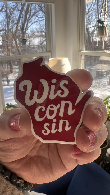 Wisconsin State Sticker | Original Hand-Lettered Vinyl Art (Madison WI)