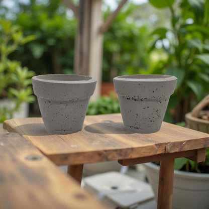 Mini Concrete Succulent Pot with Drain Hole - Tiny Industrial Cactus Planter - 2 Inch Small Cement Pot for Air Plants and Office Decor