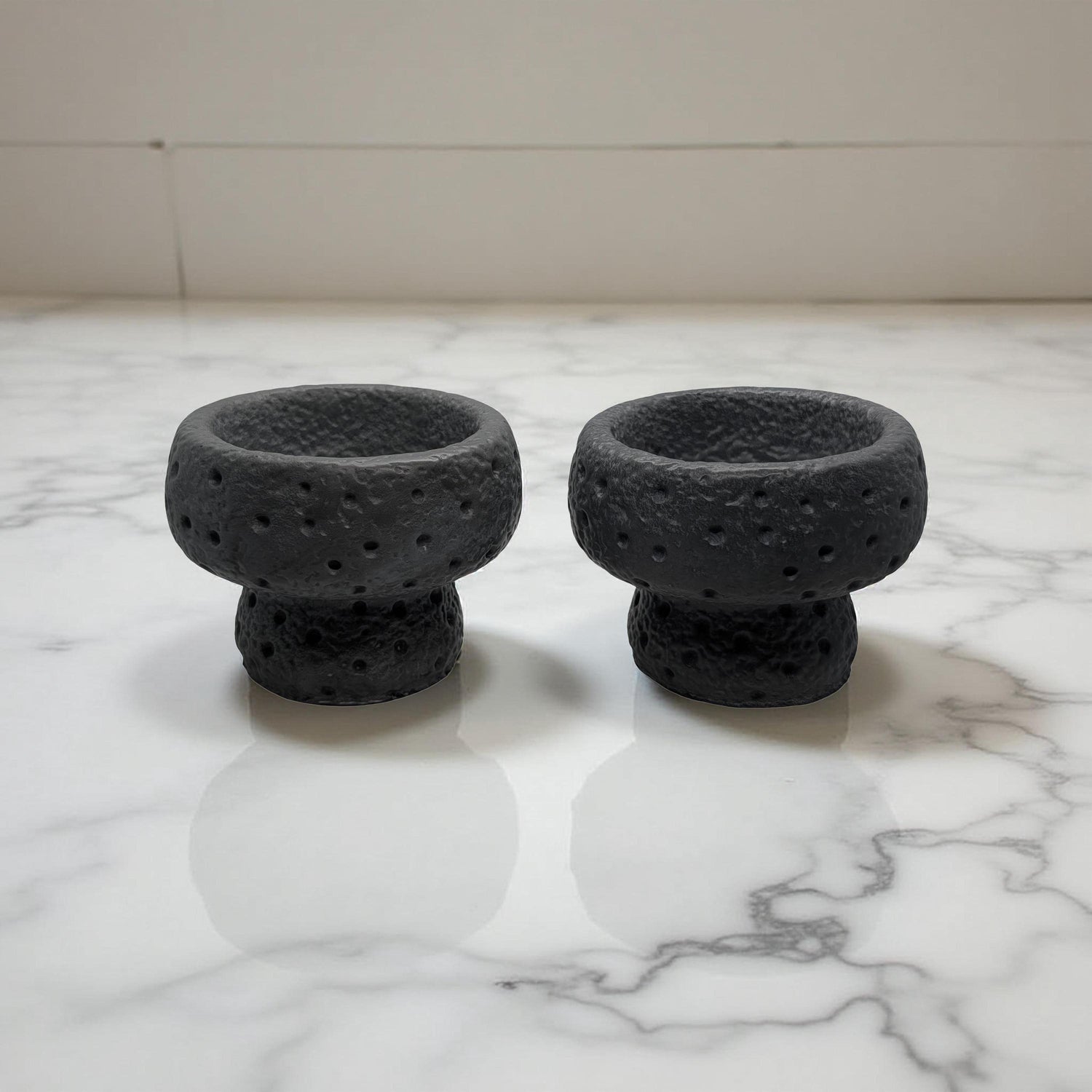 Modern Brutalist Lunar Stone Vessel &amp; Tray Set | Concrete Succulent Planter, Decorative Storage Jar, Catchall Tray | Housewarming Gift |