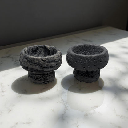 Modern Brutalist Lunar Stone Vessel &amp; Tray Set | Concrete Succulent Planter, Decorative Storage Jar, Catchall Tray | Housewarming Gift |
