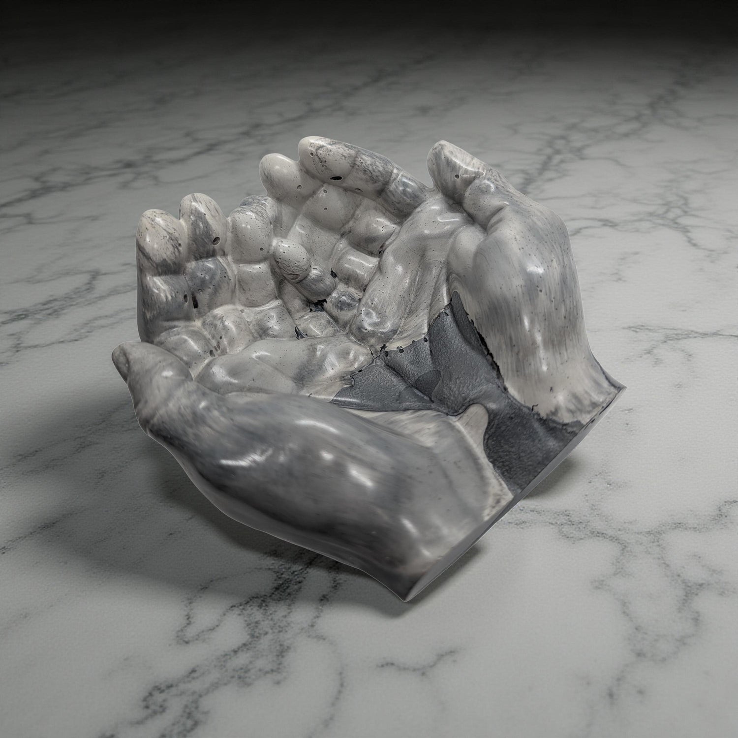 Modern Sculptural Hand Vessel | Concrete Succulent Planter, Industrial Trinket Bowl, Key Catchall | Brutalist Home Decor