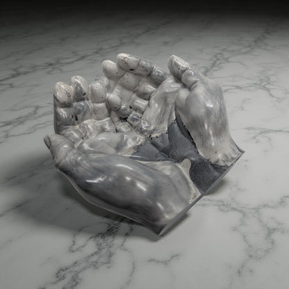 Modern Sculptural Hand Vessel | Concrete Succulent Planter, Industrial Trinket Bowl, Key Catchall | Brutalist Home Decor