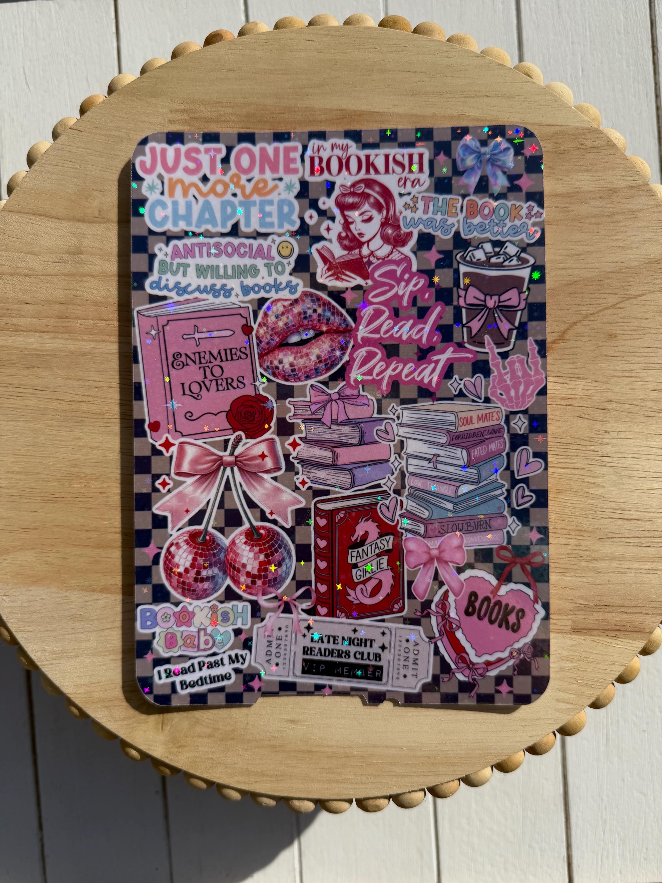 Bookish Girl Kindle Insert | Just One More Chapter Holographic Book Lover Kindle Case Insert