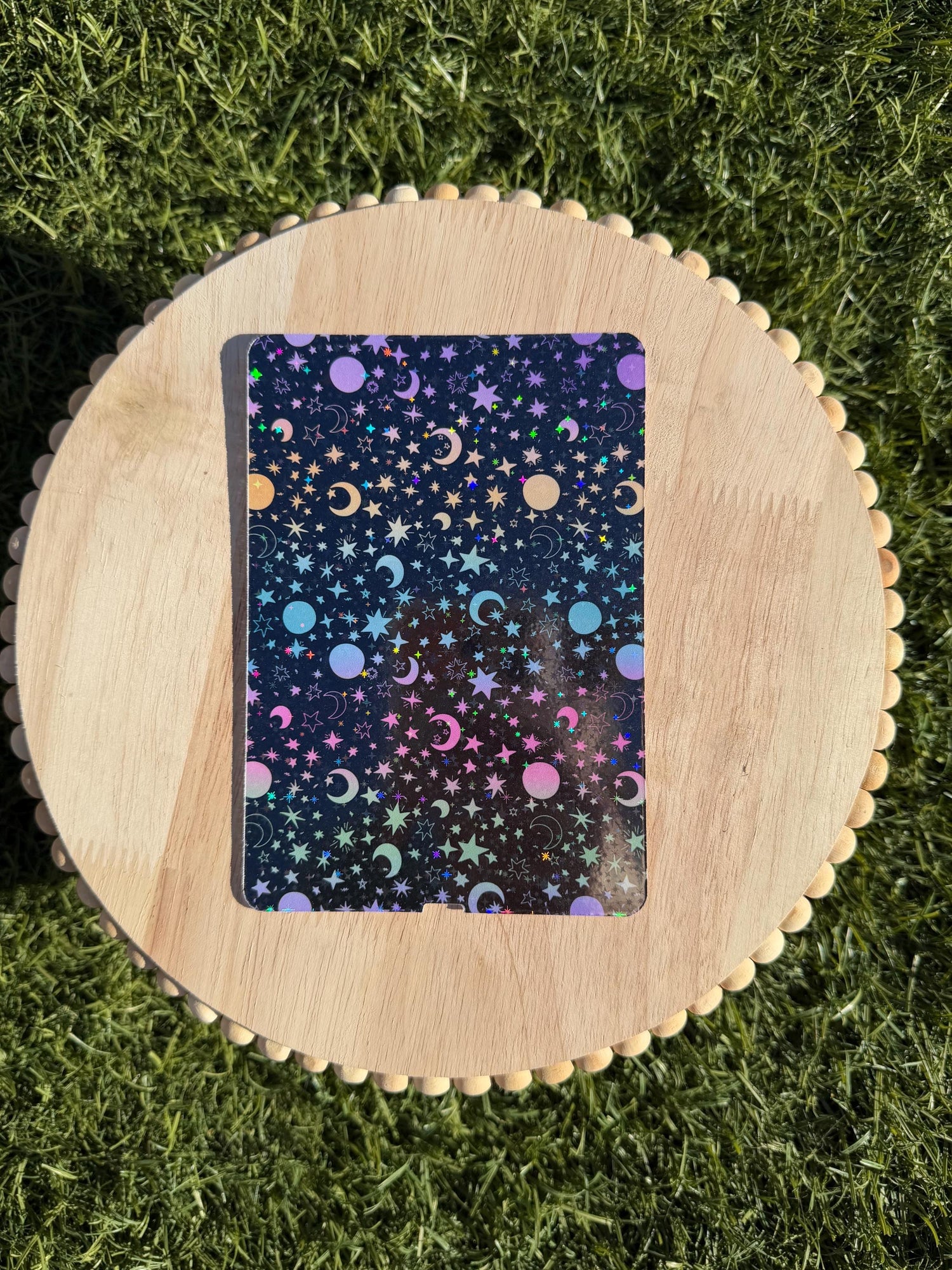 Witchy Celestial Kindle Insert | Moon Star E-Reader Insert, Holographic or Clear Overlay, Dark Cosmic Kindle Decor