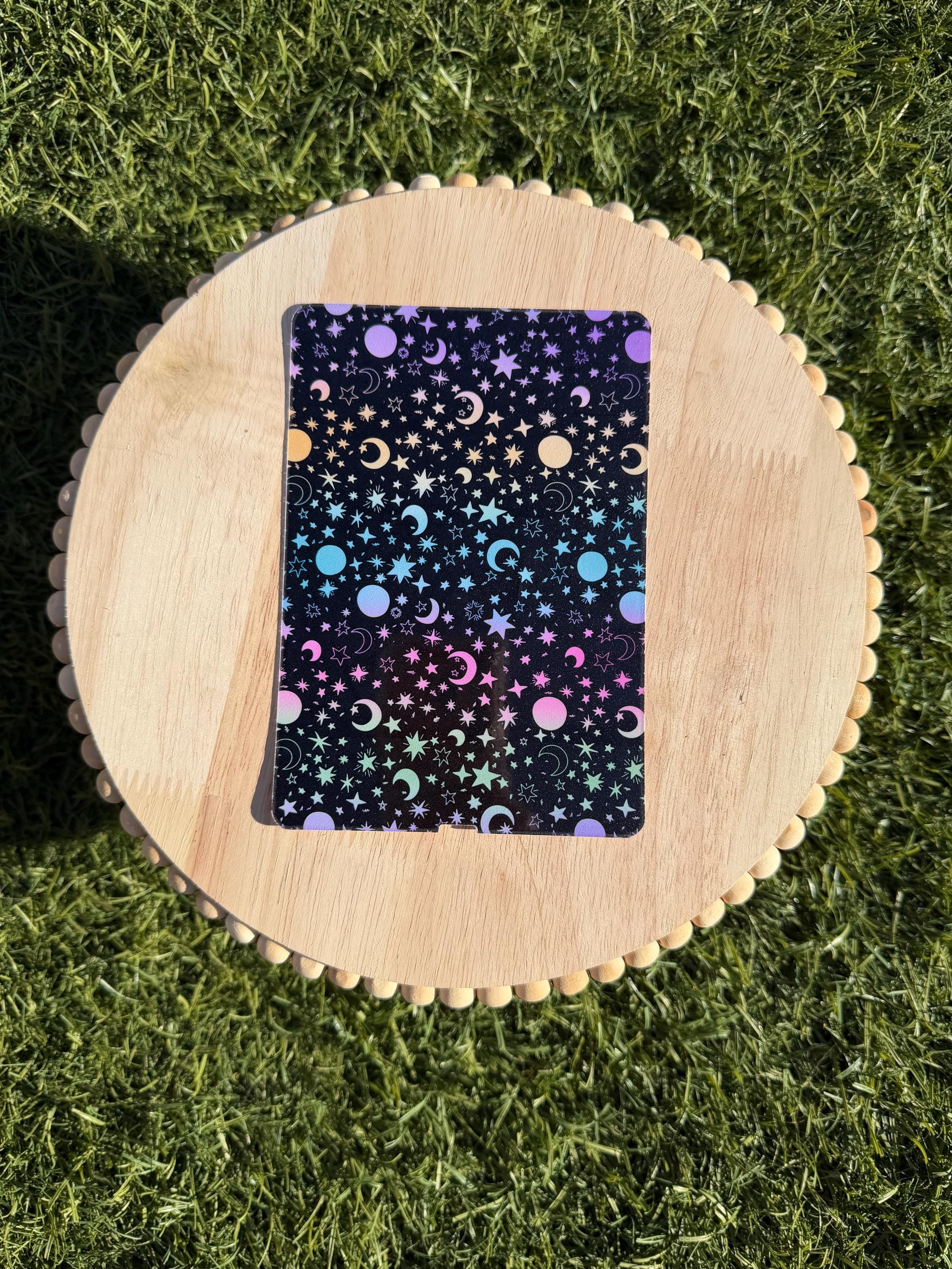 Witchy Celestial Kindle Insert | Moon Star E-Reader Insert, Holographic or Clear Overlay, Dark Cosmic Kindle Decor