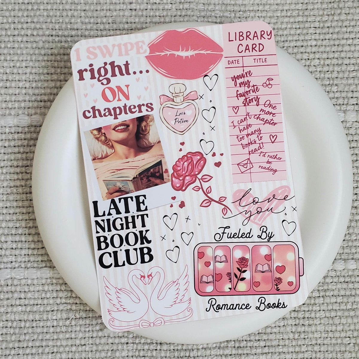 Romance Spicy Pink and Red Book Trope Kindle E-reader Insert