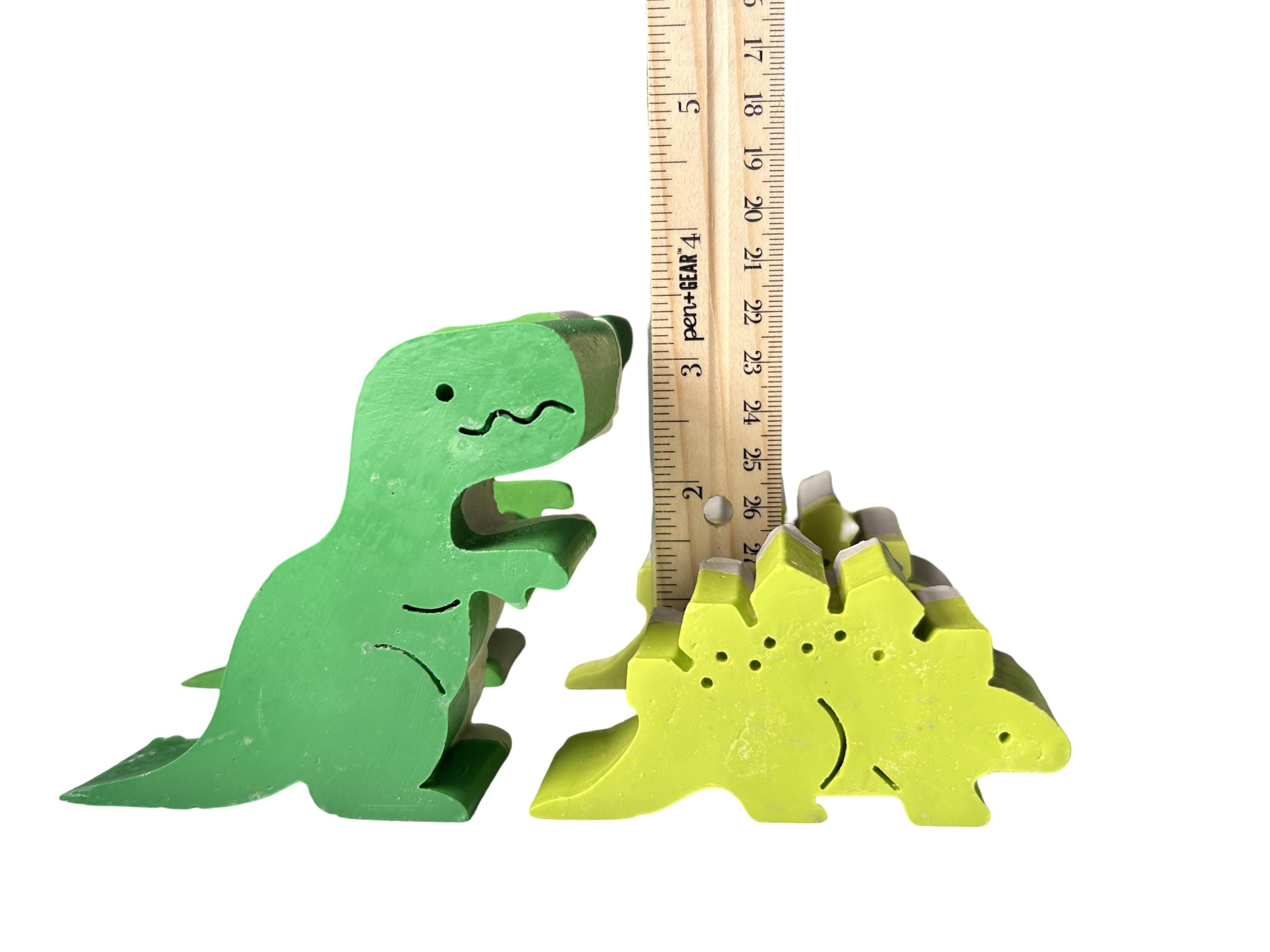 Concrete Dinosaur Decor &amp; ROAR Letters - Unique Kids Room Shelf Decor - Modern Nursery Decorations - Crayon Finish Solid Concrete Dinos