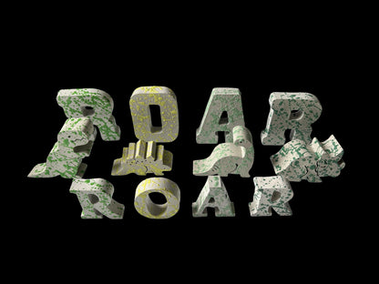Splattered Concrete Dinosaur Decor &amp; ROAR Letters | Unique Kids Room Shelf Decor | Modern Nursery Art